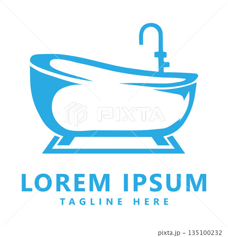Bathtub Logo Blue Minimal Bathroom Design 135100232