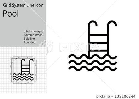 プールとハシゴのアイコン 135100244
