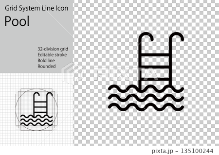 プールとハシゴのアイコン 135100244