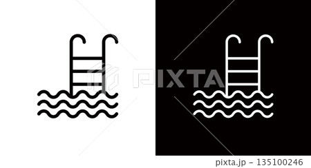 プールとハシゴのアイコン 135100246