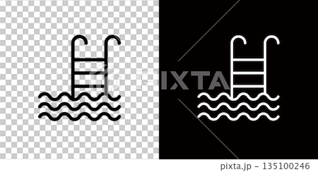 プールとハシゴのアイコン 135100246