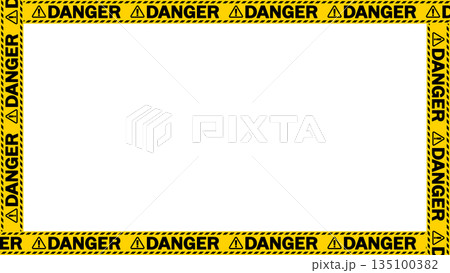 「危険」「danger」の警告テープのフレーム。テキストエリア。コピースペース。 135100382
