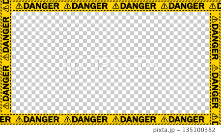 "Danger" warning tape frame. Text area. Copy space. 135100382