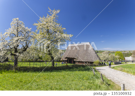 Kourim open air museum showcasing traditional Czechia rural architecture in spring 135100932