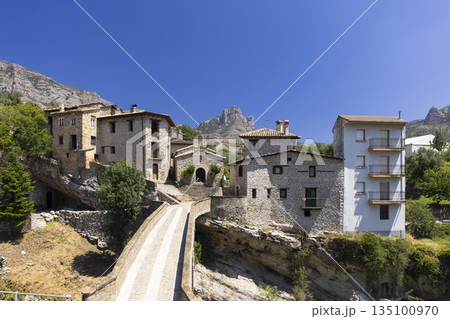 Old stone village built on rock in Isabena, Aragon, Spain Old stone village built on rock in Isabena, Aragon, Spain 135100970