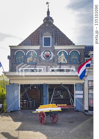 Edam cheese balls cart at historic Waag building Edam cheese balls cart at historic Waag building 135101090