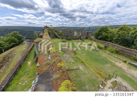 Herbeumont Castle ruins revealing medieval architecture in Wallonia 135101397