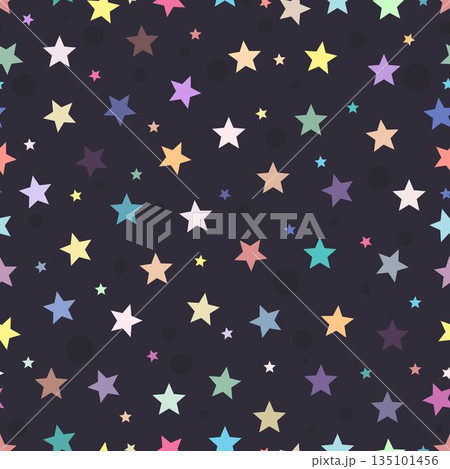 Colorful Seamless Star Pattern On Dark Background 135101456
