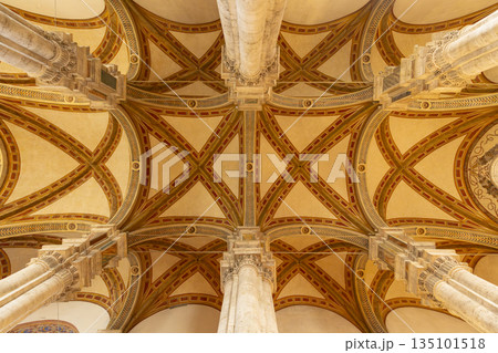 Ornate vaulted ceiling architecture in Pienza, Tuscany, Italy Ornate vaulted ceiling architecture in Pienza, Tuscany, Italy 135101518