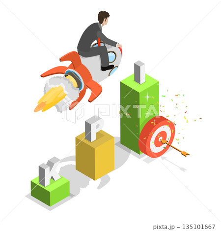 3D Isometric Flat Vector Illustration of Data Analisis and Statistics, Corporate Profit. Item 1 135101667