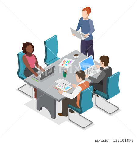 3D Isometric Flat Vector Illustration of Project Management, Outsourcing. Item 3 135101873