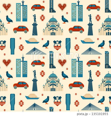 Belgrade Pattern Landmarks and Symbols of Culture 135101955