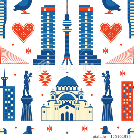 Belgrade Pattern Landmarks and Symbols of Culture 135101959