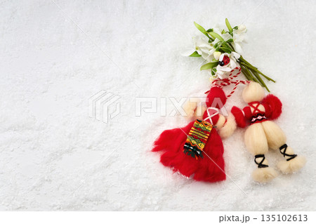 Martisor dolls and snowdrops symbolizing arrival of spring Martisor dolls and snowdrops symbolizing arrival of spring 135102613