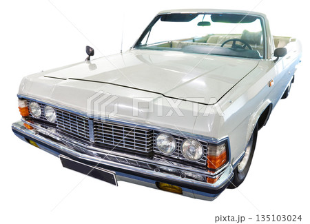 Chaika soviet cabriolet car isolated white Chaika soviet cabriolet car isolated white 135103024