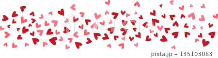Heart Confetti Background, Love glitter for Valentine's day, Red, pink and rose hearts flying, frame or border for 14 February 135103083