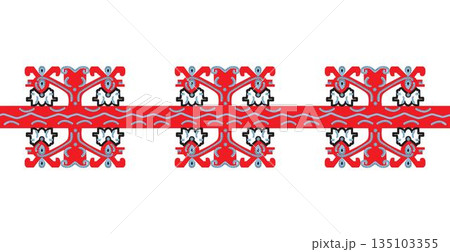 Flower embroidery line with ethnic motif 135103355