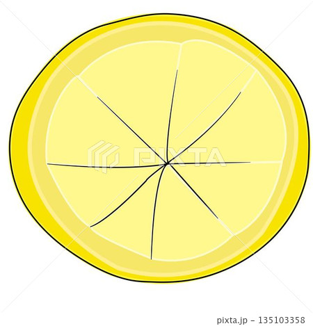 Lemon slice outlined isolated on white background 135103358