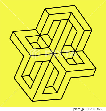 Impossible object, line geometric shape. Optical illusion. Op art.  135103668