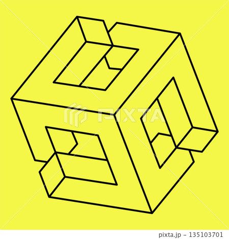 Impossible shape. Optical Illusion. Vector illustration isolated on a yellow.  135103701
