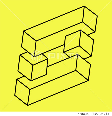 Illusion shape. 3d geometry. Optical illusion. Sacred geometry. 135103713