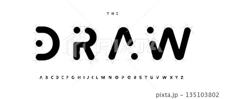 Architect Draw Font Logo Alphabet Rounded Abstract Letters Set Architectural Typography, Creative Typographic Title Text, Typo Poster Headline, Type Symbol Logos, Sans Serif Fonts. Vector Typeface 135103802