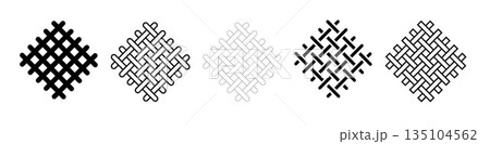 Textile fabric icons. Textile symbol. Interlacing of fibers. Vector 135104562