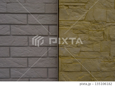 Different Types Of Artificial Masonry On The Wall  135106182