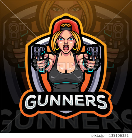 Girl gunners mascot esport logo design 135106321