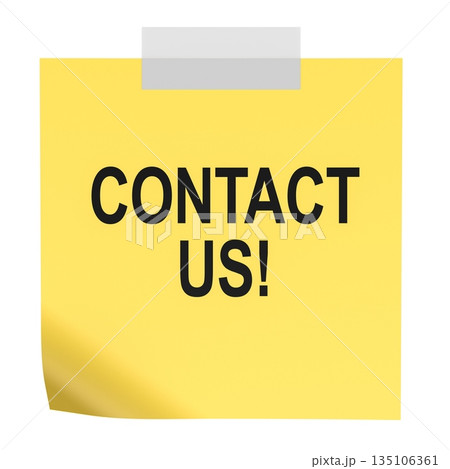 Contact Us, yellow sticky note. 3D rendering 135106361