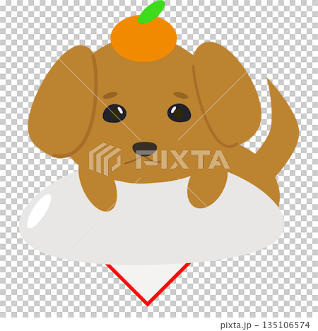 一張可愛的臘腸狗新年插畫，變成了麻糬 135106574