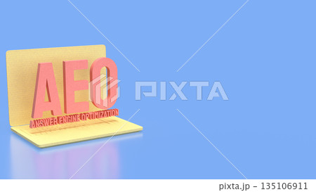 Answer Engine Optimization Concept on Laptop with Artificial Intelligence Search Technology 3d render. Answer Engine Optimization Concept on Laptop with Artificial Intelligence Search Technology 3d render. 135106911