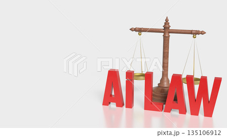 Artificial Intelligence and the Balance of Law 3d render. Artificial Intelligence and the Balance of Law 3d render. 135106912