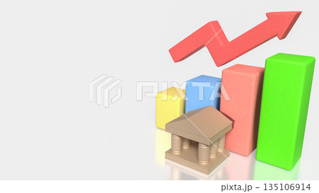 Financial Growth Concept with Colorful Bar Chart and Upward Arrow 3d render. Financial Growth Concept with Colorful Bar Chart and Upward Arrow 3d render. 135106914