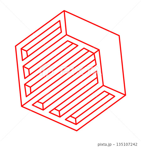 Impossible cube. Line design. Impossible shapes. Optical illusion objects. Optical art. Geometric figures. Escher paradox. Line art. Impossible cube. Line design. Impossible shapes. Optical illusion objects. Optical art. Geometric figures. Escher paradox. Line art. 135107242