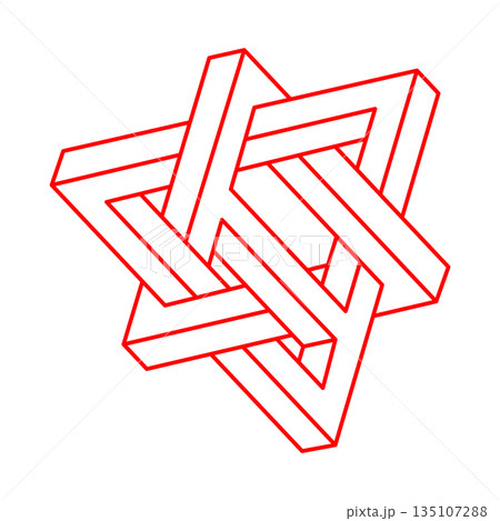 Impossible optical illusion shapes. Logo. Optical art objects. Impossible figures. Escher style. Geometry.  135107288