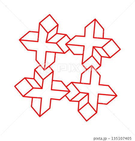 Impossible optical illusion shapes. Optical art object. Impossible figures. Geometry. Escher style. Impossible optical illusion shapes. Optical art object. Impossible figures. Geometry. Escher style. 135107405