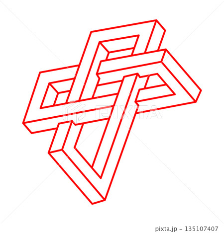 Unreal geometric figures. Optical illusion shapes. Impossible objects. Optical art figure. Line art. Sacred geometry. Logo. Unreal geometric figures. Optical illusion shapes. Impossible objects. Optical art figure. Line art. Sacred geometry. Logo. 135107407
