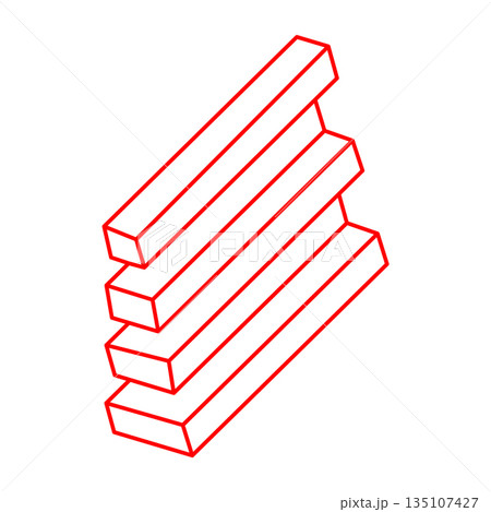 Impossible optical illusion shapes. Logo. Optical art object. Impossible figures. Line art. Unreal geometric object.  135107427
