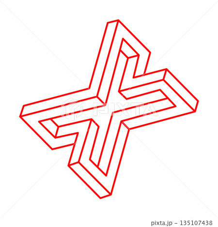 Impossible optical illusion shapes. Logo. Optical art object. Impossible figure. Unreal geometric object. Impossible optical illusion shapes. Logo. Optical art object. Impossible figure. Unreal geometric object. 135107438