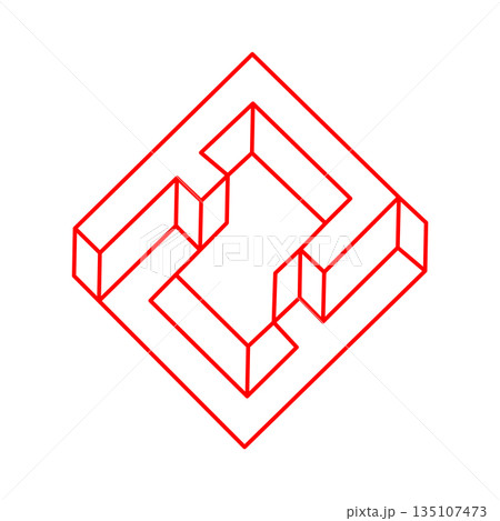 Impossible shapes. Web design elements. Optical Illusion objects. Line design.  135107473