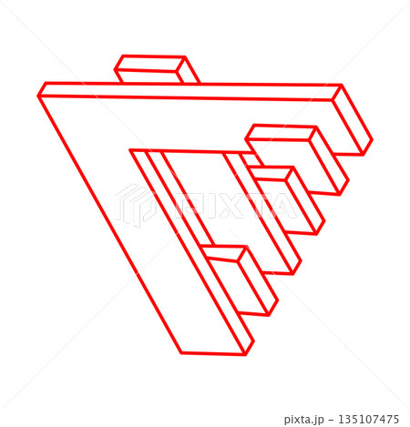 Impossible object. Logo. Optical illusion shapes. 3d illustration. Geometric figures. Optical art. Impossible object. Logo. Optical illusion shapes. 3d illustration. Geometric figures. Optical art. 135107475