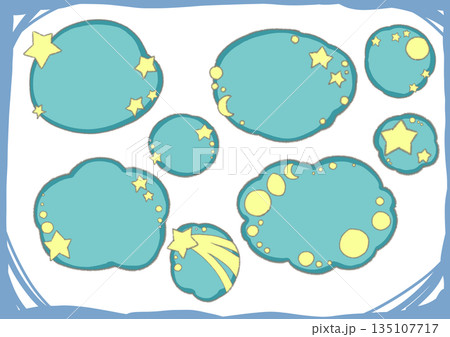 Cute hand-drawn pastel speech bubble and frame set 135107717