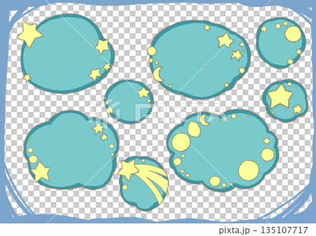 Cute hand-drawn pastel speech bubble and frame set 135107717