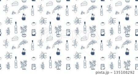 Italian Coastal Food Seamless Pattern 135108292