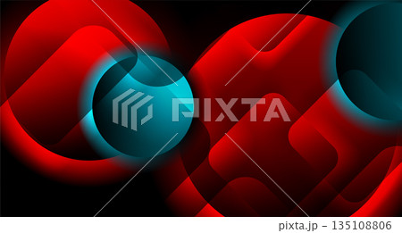 Dark blue red glossy circles and squares geometric tech background Dark blue red glossy circles and squares geometric tech background 135108806