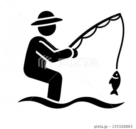 釣りをする男性のイラスト 135108863