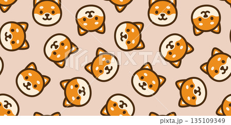 かわいい柴犬のシームレス背景画像。 135109349