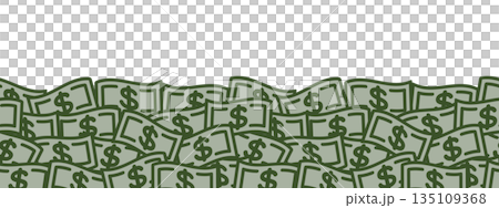 成堆鈔票的無縫背景圖。 135109368