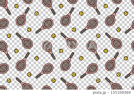 網球拍和網球的無縫背景圖片。 網球拍和網球的無縫背景圖片。 135109369